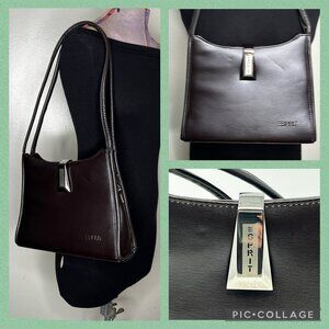 ESPRIT Vintage 90s Dark Brown Shoulder Strap Handbag/Purse Faux Leather